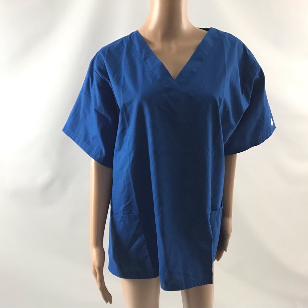 Buttersoft Scrub Top Shirt Medical Nurse Blue L